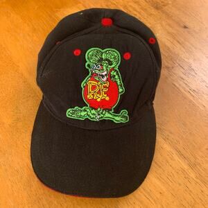 Rat Fink Embroidered Black Baseball Cap – Adjustable – Hot Rod Kustom Culture